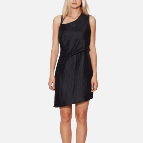 Helmut Lang Women’s Lucid Black Sleeveless Asymmetric Dress Linen - Picture 1 of 13